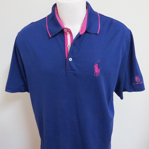 Polo by Ralph Lauren Blue and Pink Men's Polo Shirt - Picture 7 of 9
